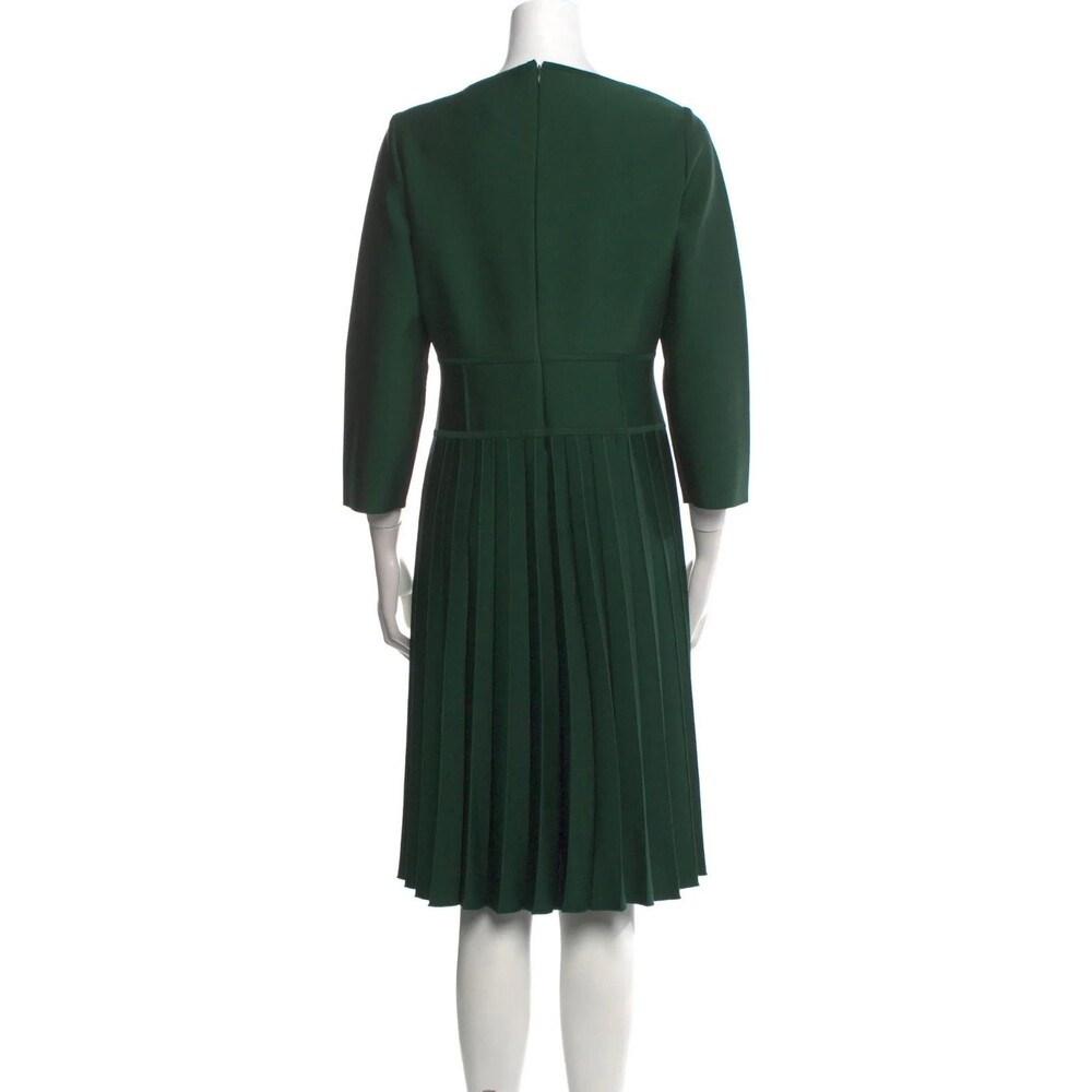 $2390 Carolina Herrera Corset-Waist Pleated Midi Dress Size: L - Picture 9 of 13